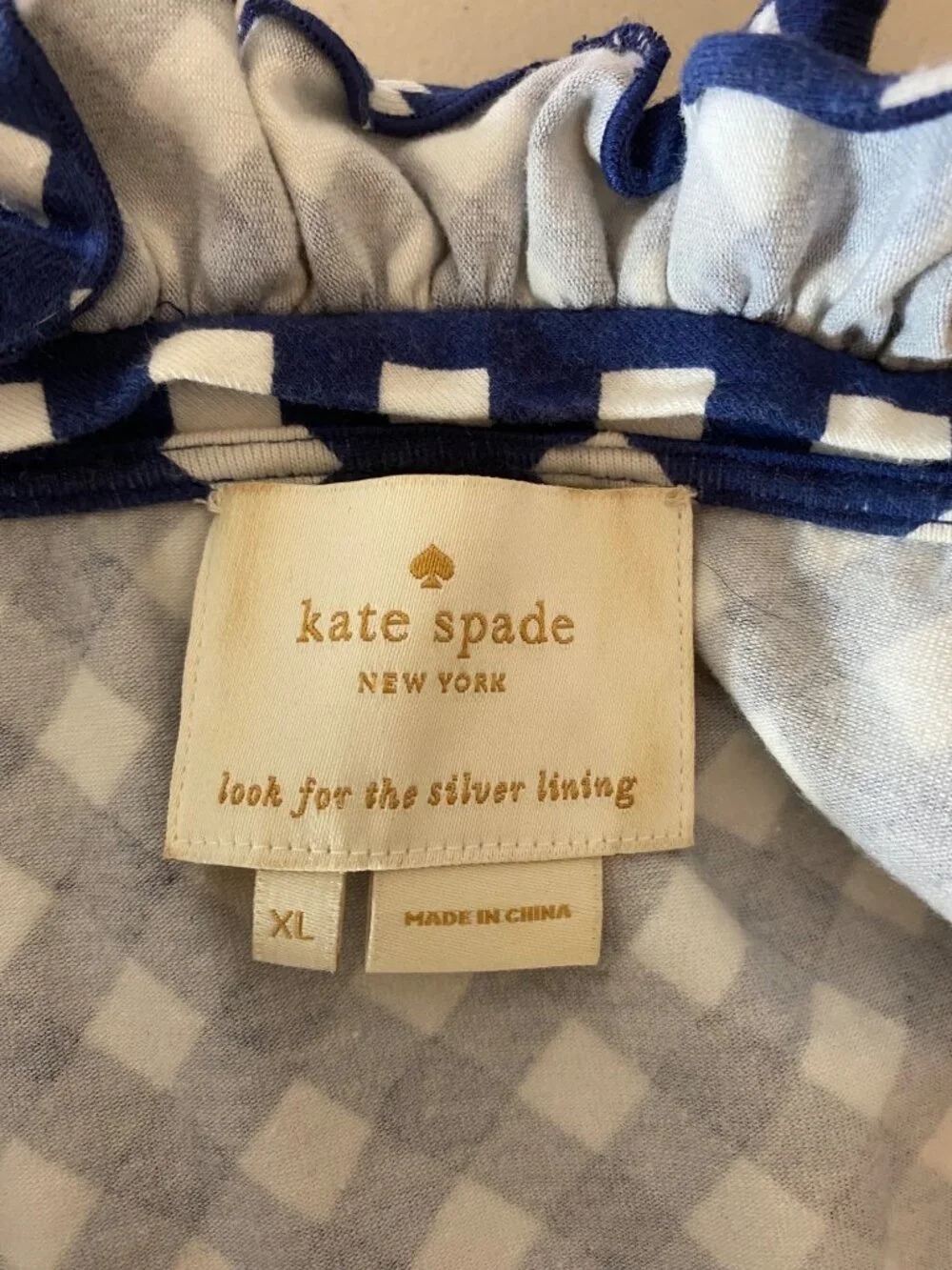 Kate Spade New York Blue & White Ruffle Neck Sleeveless Short Dress XL